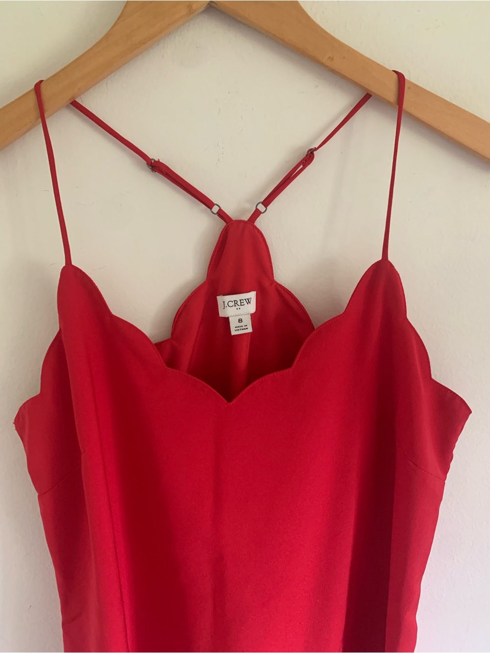 J.Crew Scallop Edge Racerback Camisole Tank Top Blouse, Red, 8 - Picture 3 of 15